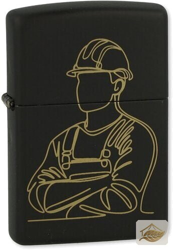 Zippo Bauarbeiter-Motiv, Schwarz mit Gold