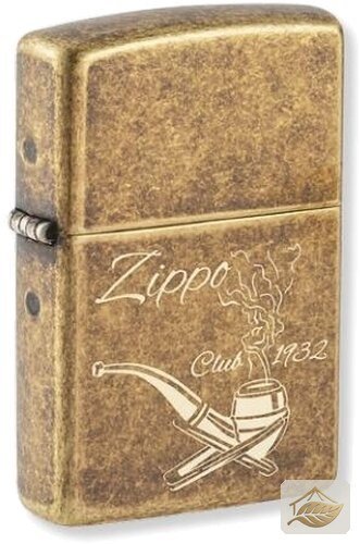 Zippo Antique Brass Pipe, Motiv rauchende Tabakpfeife