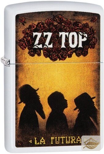 Zippo ZZ Top Bandmotiv, Weiß Matt/Gelb