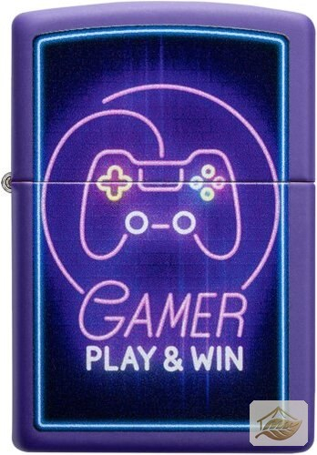 Zippo Gamer, Deep Purple Matte mit Gamepad-Motiv