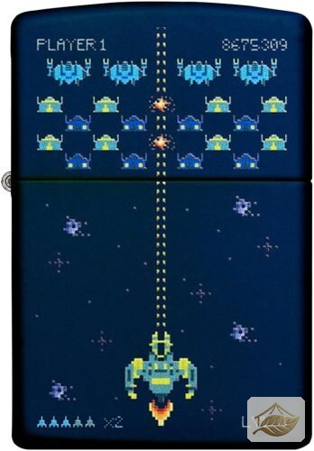 Zippo Pixel Game Feuerzeug, Retro-Gaming-Optik Marineblau
