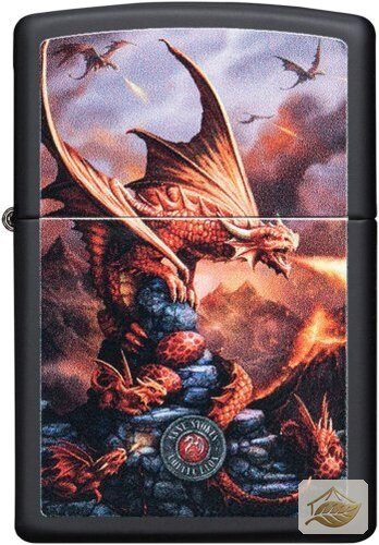 Zippo Anne Stokes Feuerzeug Dragon Fire, Schwarz Matt