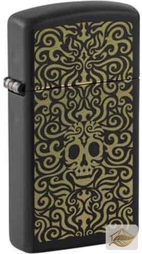 Zippo Slim Skull Feuerzeug, schmale Bauform